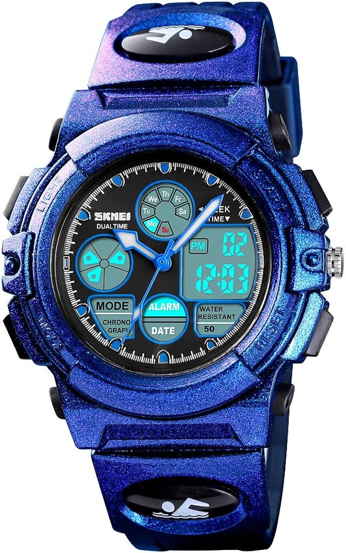 Dayllon Children's Digital Watch: 50M waterproof, alarm, 12/24 H format, stopwatch, calendar. Ideal for active boys and girls.