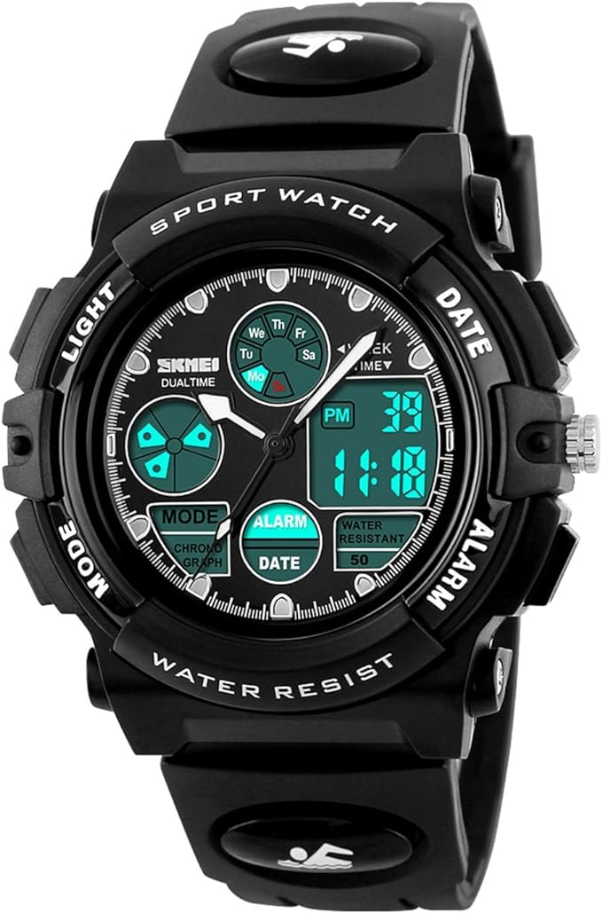 Durable Dayllon Kids' Digital Watch: 50M waterproof, alarm, 12/24 H, stopwatch, calendar. Ideal for active boys and girls