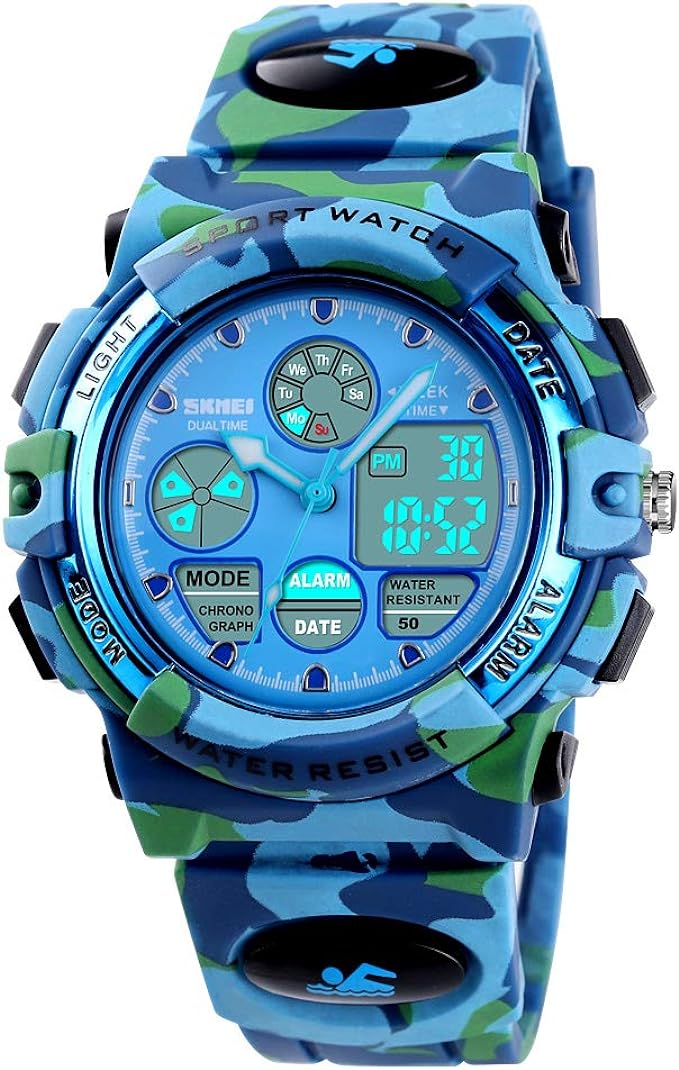 Dayllon Kids Outdoor Digital Watch: 50M Waterproof, Alarm, Stopwatch, Calendar, 12/24 H, Ideal for Boys and Girls