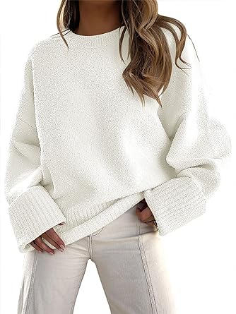 LILLUSORY Women's Oversized Sweaters 2023 Fall Fuzzy Knit Chunky Warm Pullover Sweater