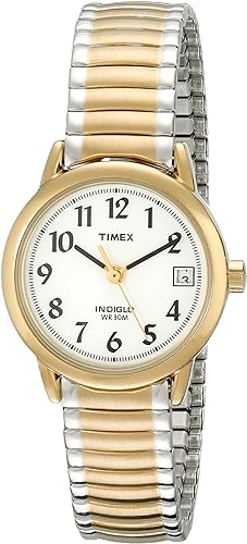 Timex Women's Easy Reader 25mm Watch – Two-Tone Case White Dial with Expansion Band