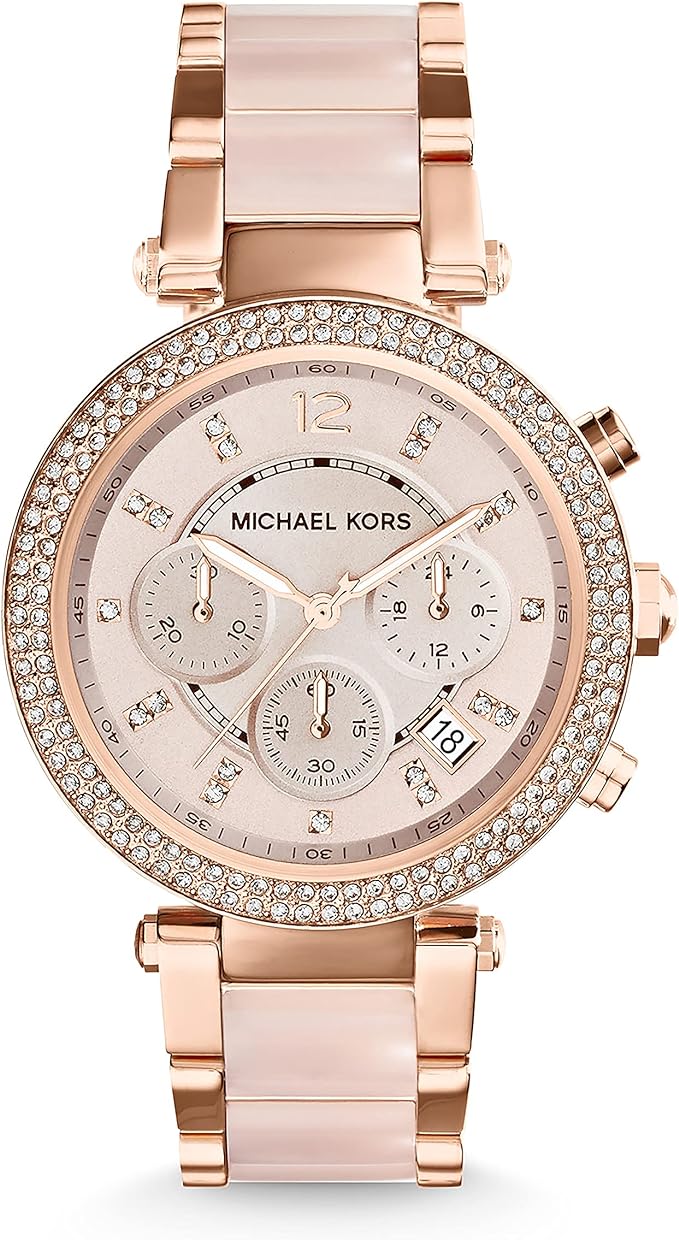 Michael Kors Parker Women's Watch, Stainless Steel and Pavé Crystal Watch for Women with Steel, Leather, or Silicone Band