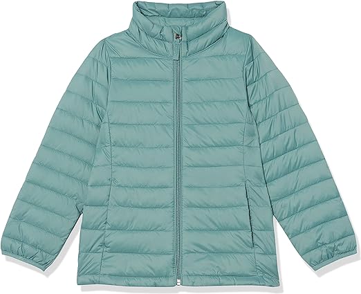 Amazon Essentials Girls and Toddlers' Lightweight Water-Resistant Packable Mock Puffer Jacket