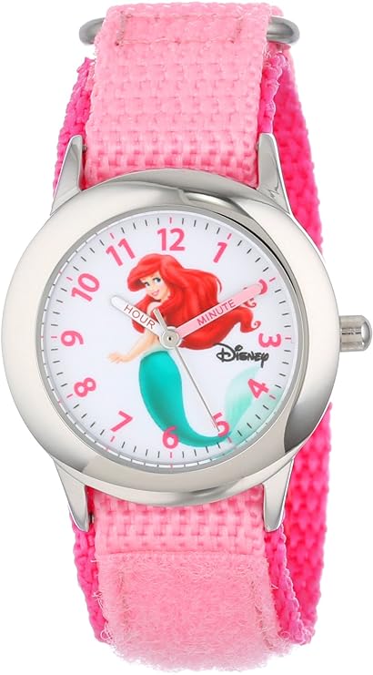 Disney Princess Kids' Stainless Steel Time Teacher Analog Quartz Nylon Strap Watch