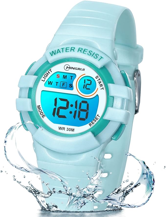 Edillas Kids Watches Digital for Girls Boys,7 Colors Led Flashing Wristwatch for Child Waterproof Sport Outdoor Multifunctional Wrist Watches with Stopwatch/Alarm for Ages 4-15