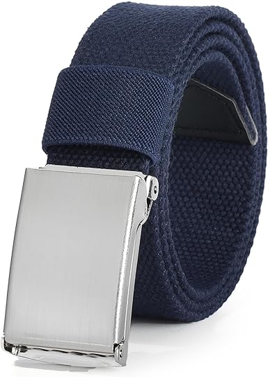 AWAYTR Boys Canvas Web Belts - Adjustable School Uniform Youth Belt Kids Golf Belt with Silver Flip-Top Buckle
