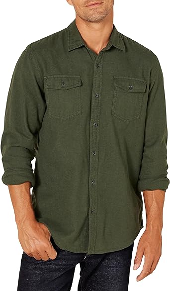 Amazon Essentials Men's Regular-Fit Long-Sleeve Two-Pocket Flannel Shirt