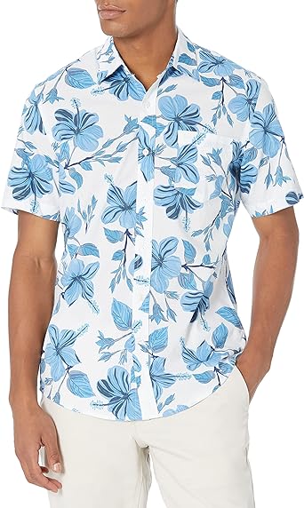 Amazon Essentials Men's Slim-Fit Short-Sleeve Print Shirt