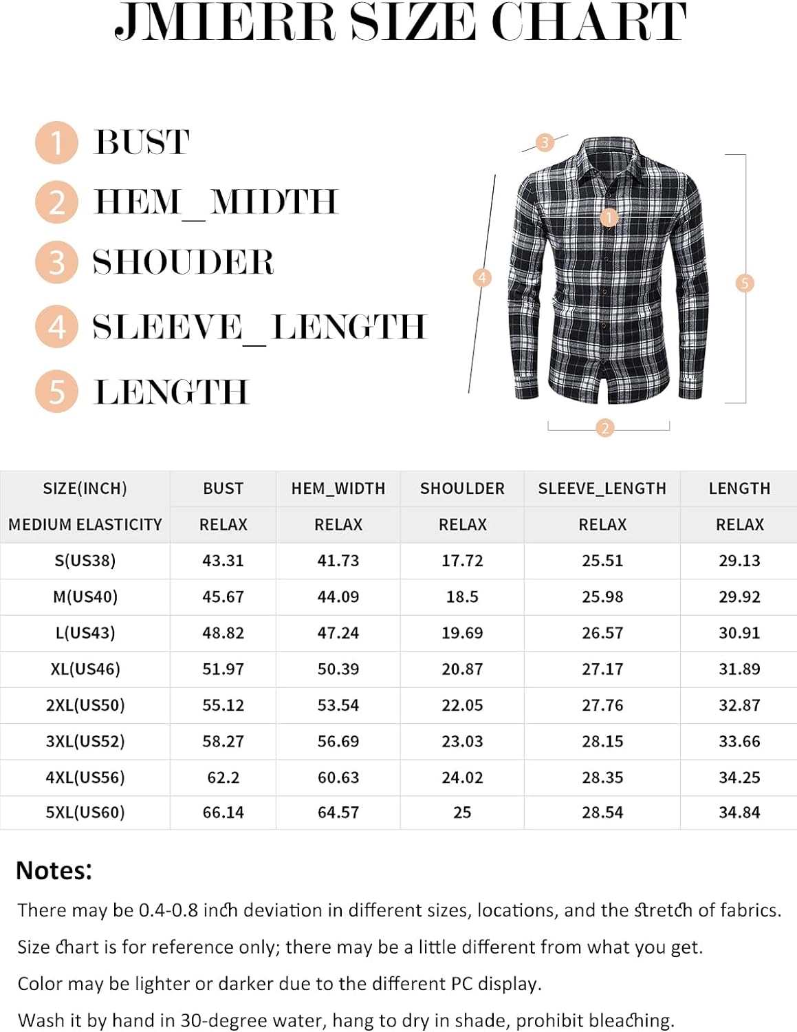 JMIERR Mens Flannel Shirts Casual Long Sleeve Button-Down Plaid Brushed Cotton Shirt